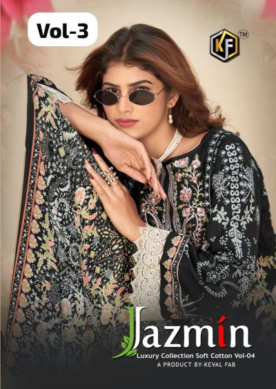 KEVAL FAB JAZMIN VOL 4 LAWN KARACHI SUITS