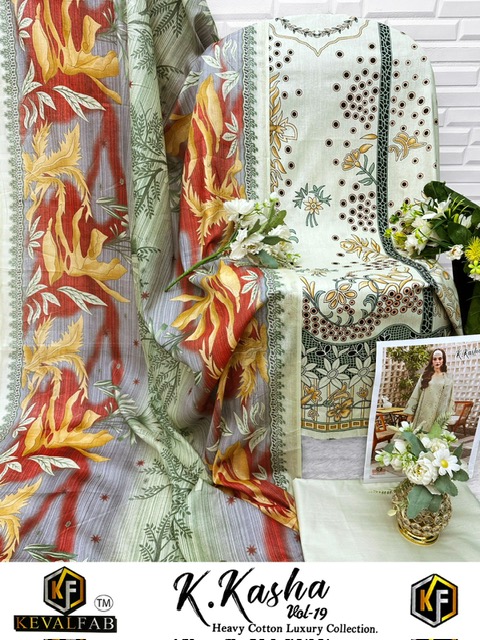 KEVAL FAB K KASHA VOL VOL 19 KARACHI LAWN SUITS