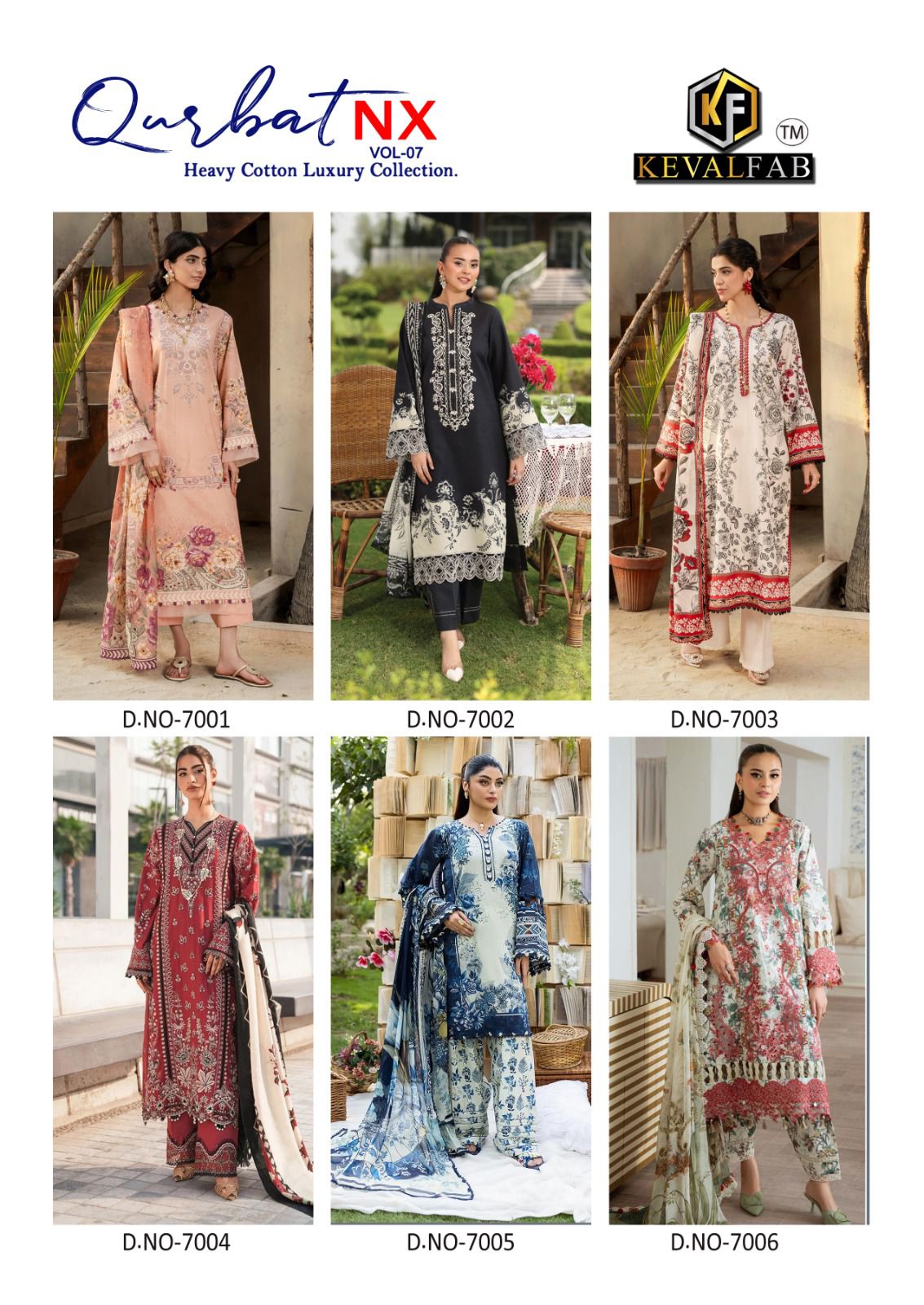 KEVAL FAB QURBAT VOL 7 NX LAWN KARACHI SUITS