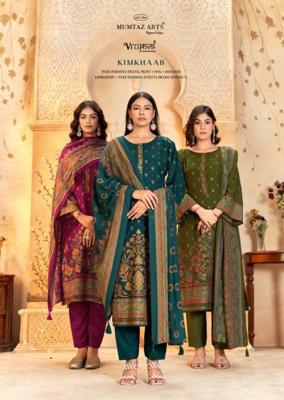 MUMTAZ ARTS VRAJKALA KIMKHAAB PASHMINA SUITS