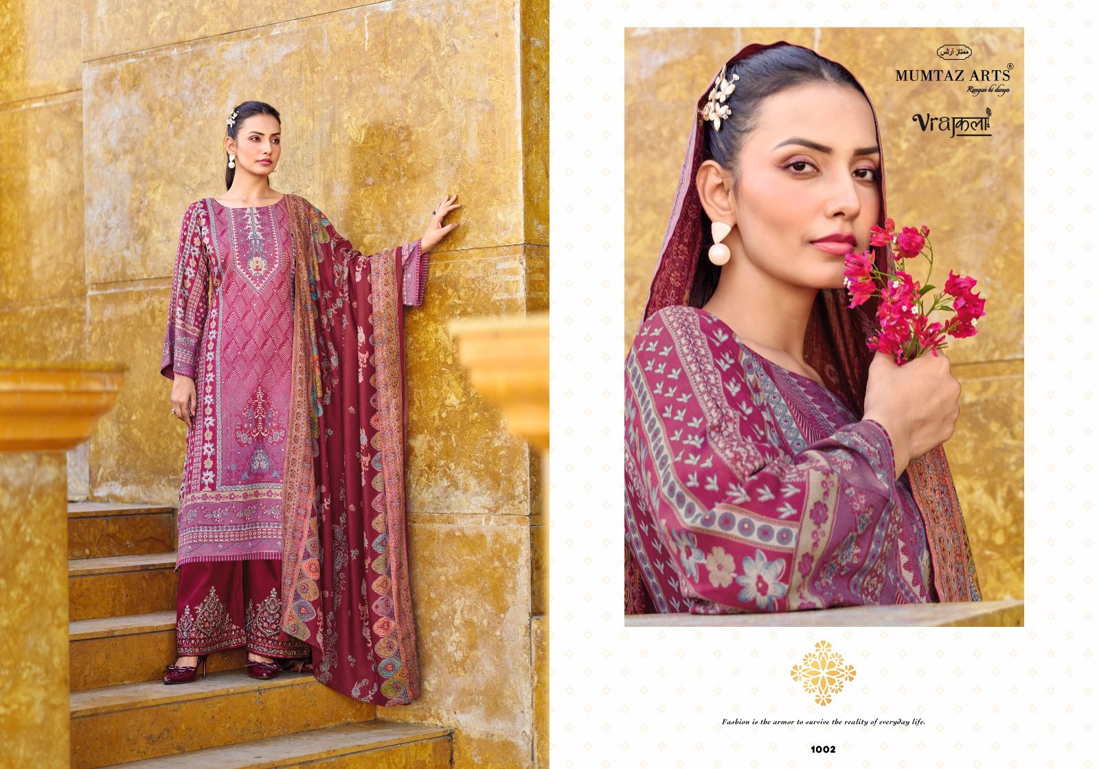 MUMTAZ ARTS VRAJKALA PEARL VISCOSE PASHMINA SUITS