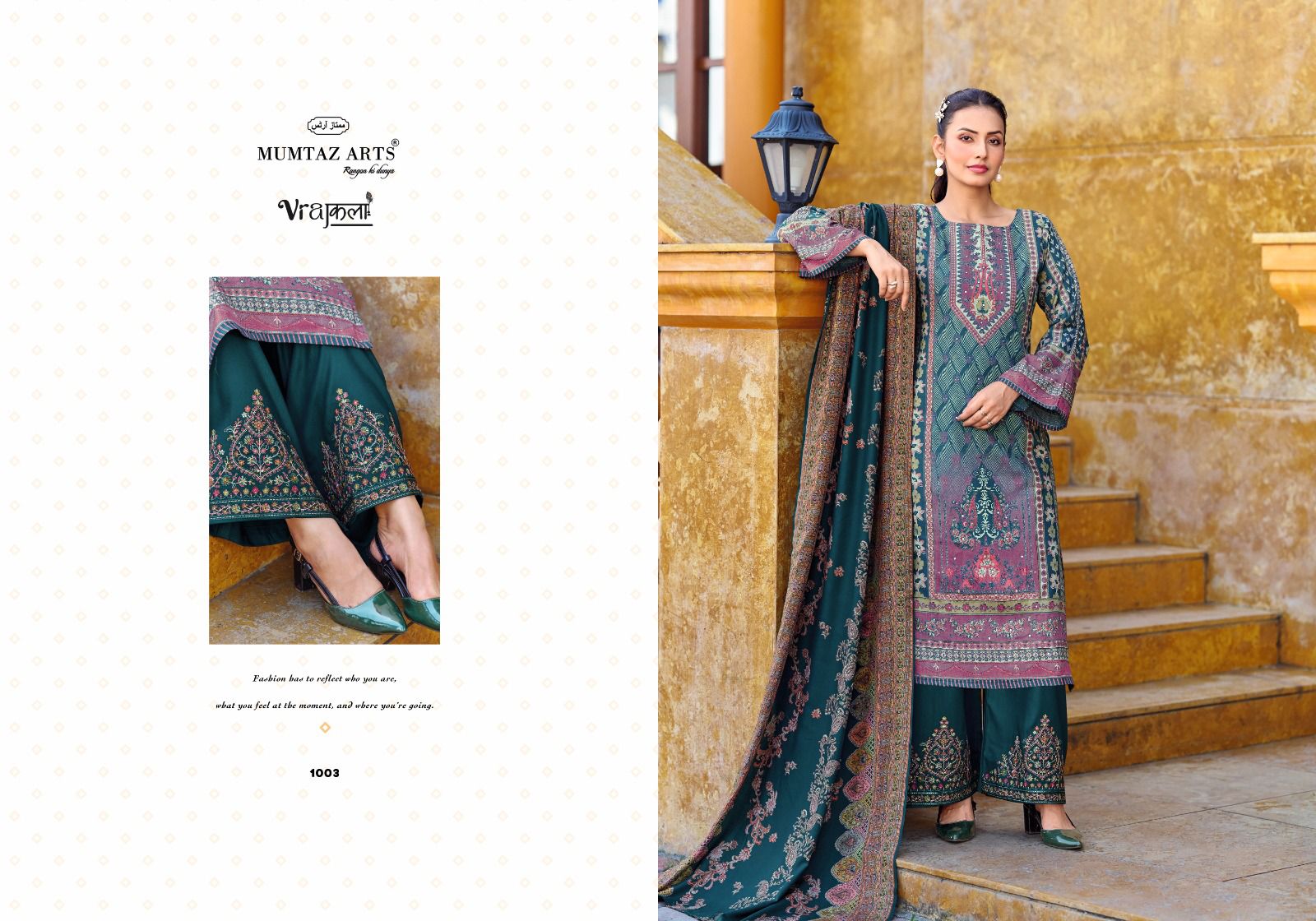 MUMTAZ ARTS VRAJKALA PEARL VISCOSE PASHMINA SUITS
