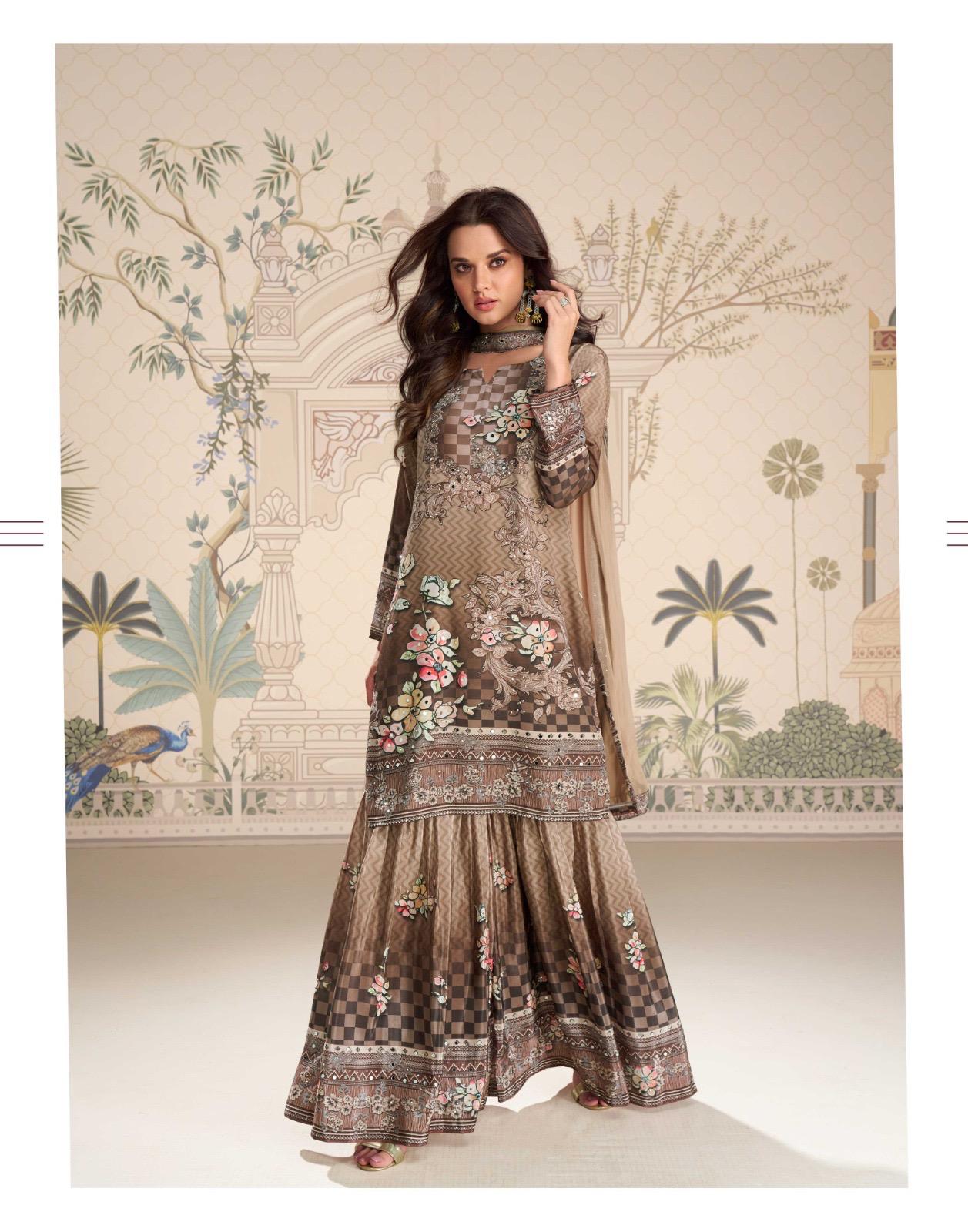 SAYURI DESIGNER KIRTI READYMADE CREPE SILK SUITS