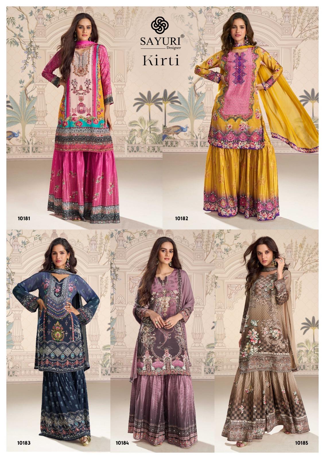 SAYURI DESIGNER KIRTI READYMADE CREPE SILK SUITS