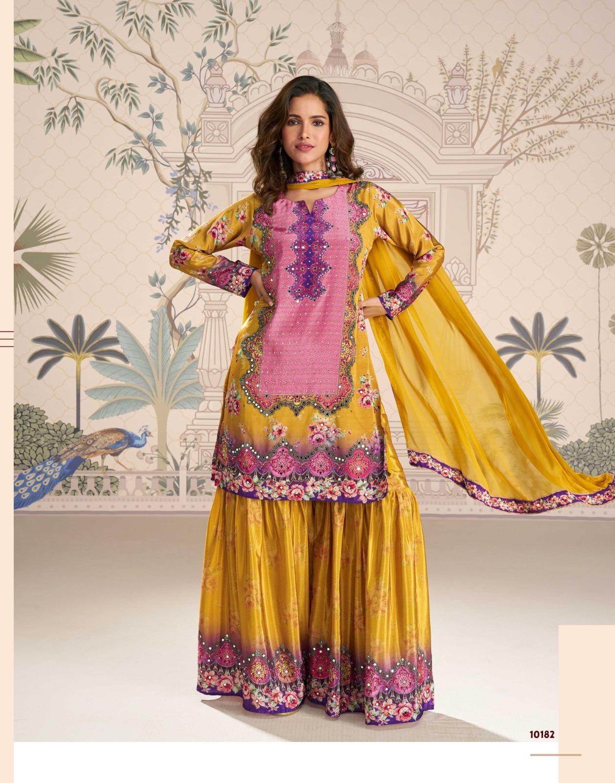SAYURI DESIGNER KIRTI READYMADE CREPE SILK SUITS
