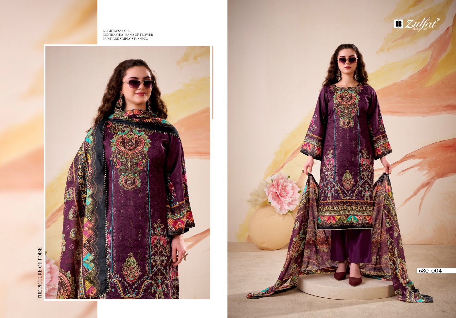 ZULFAT DESIGNER FALAK PURE COTTON HAND WORK SUITS