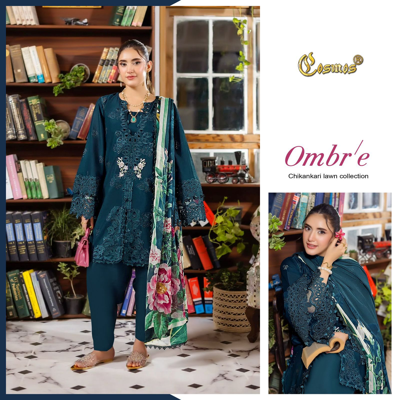 COSMOS OMBRE CHIKANKARI LAWN COLLECTION
