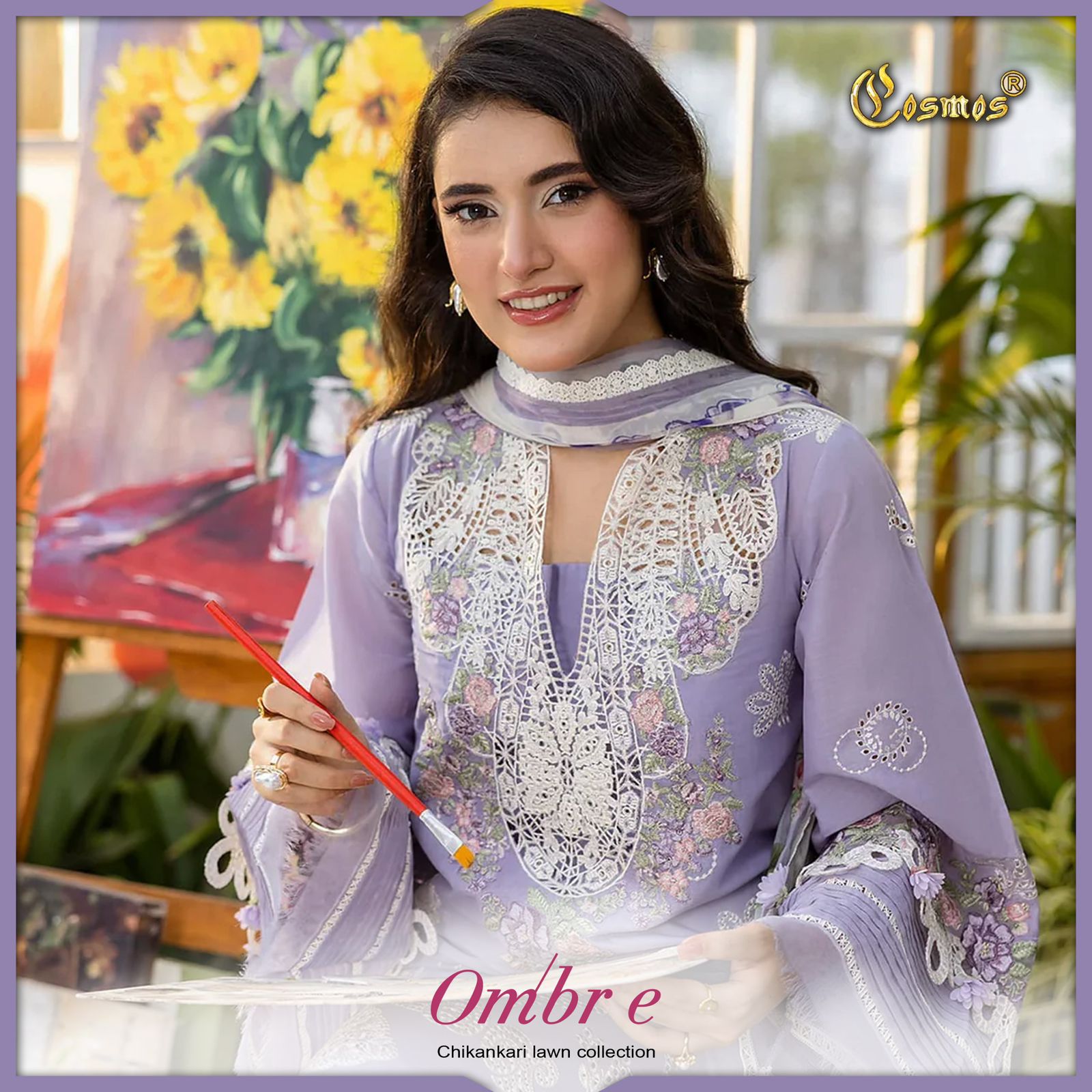 COSMOS OMBRE CHIKANKARI LAWN COLLECTION