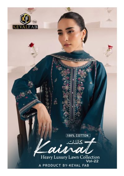 KEVAL FAB KAINAT VOL 22 LAWN KARACHI SUITS