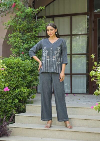 FANCY DENIM CORD SET COMBO IN WHOLESALE