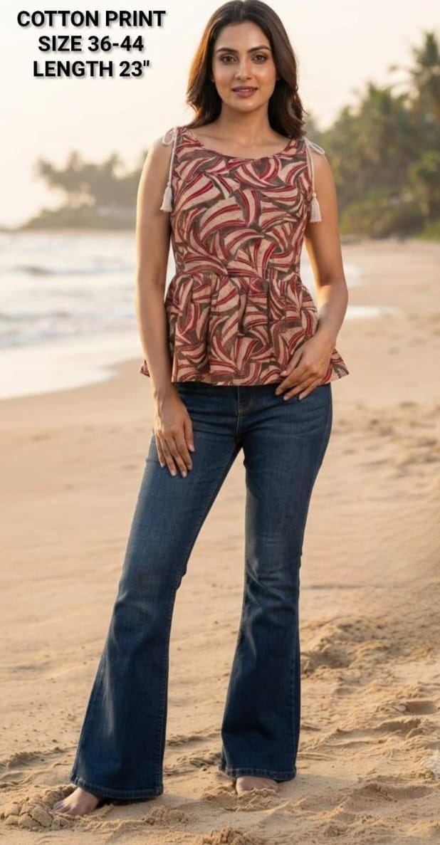 FANCY PRINTED COTTON SHORT TOP IN WHOLESALE