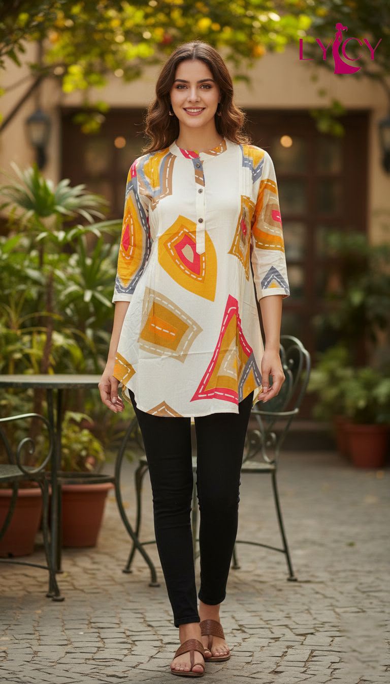 FANCY PRINTED SHORT TOPS IN WHOLESALE