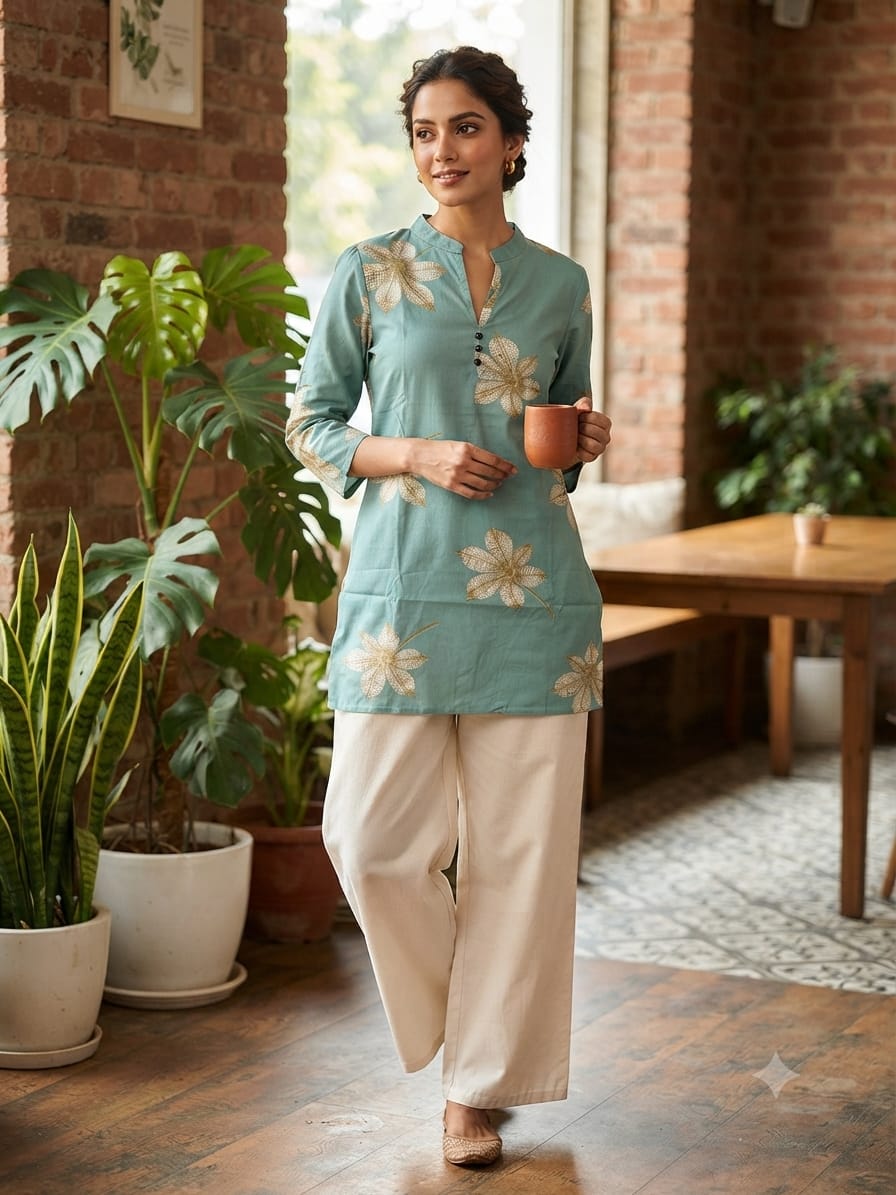 LATEST REYON PRINT KURTI WITH PANT WHOLESALE
