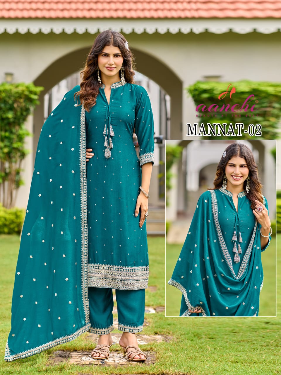 AANCHI MANNAT LATEST THREE PIECE IN WHOLESALE