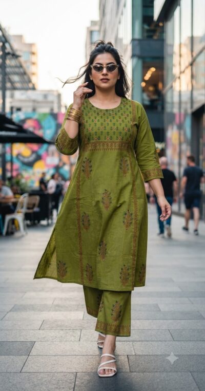 AH PLUS SIZE KURTI WITH PANT SET IN WHOLESALE