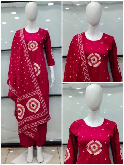 AK BANDHANI PRINT THREE PIECE SET WHOLESALER