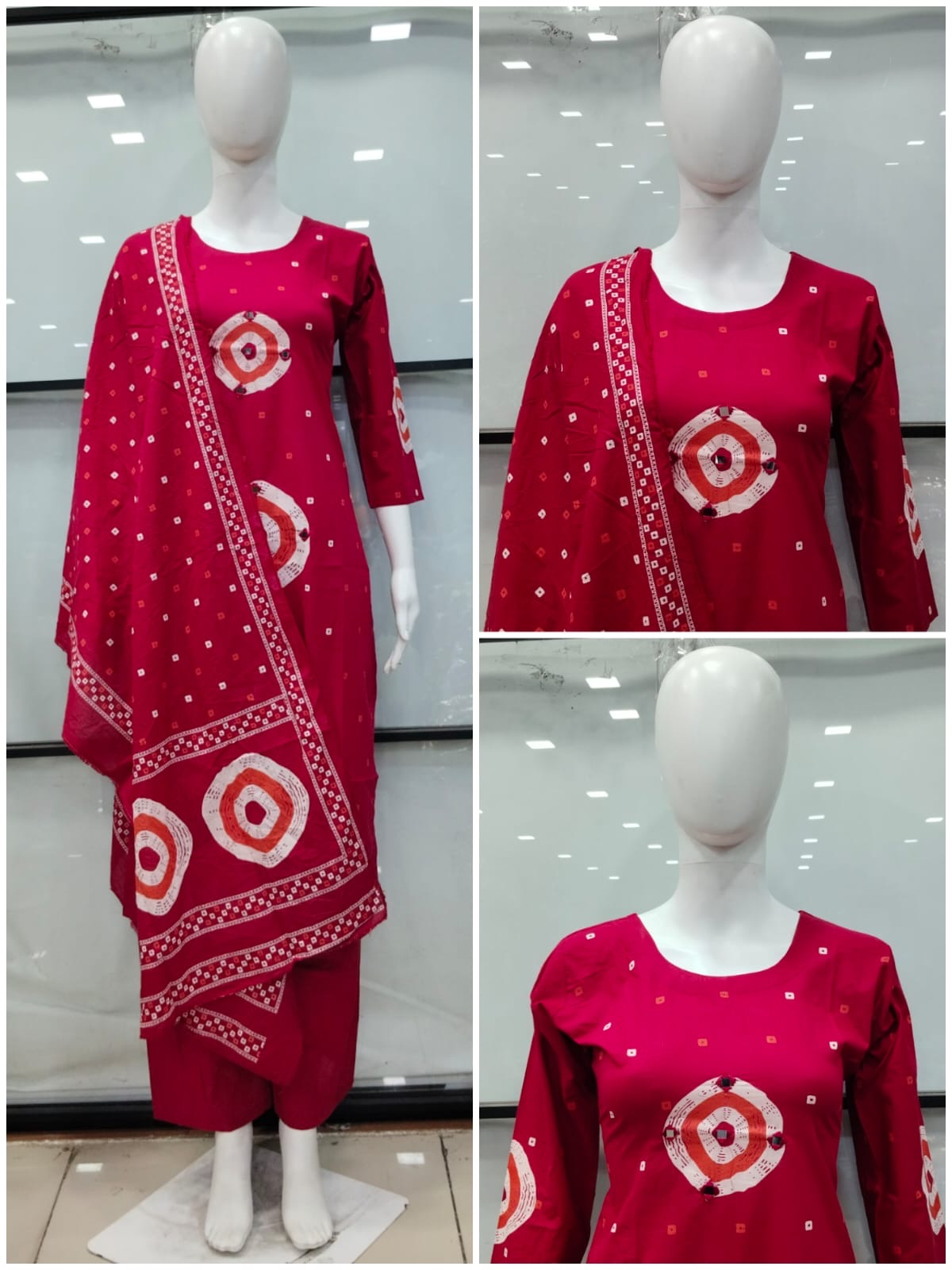 AK BANDHANI PRINT THREE PIECE SET WHOLESALER