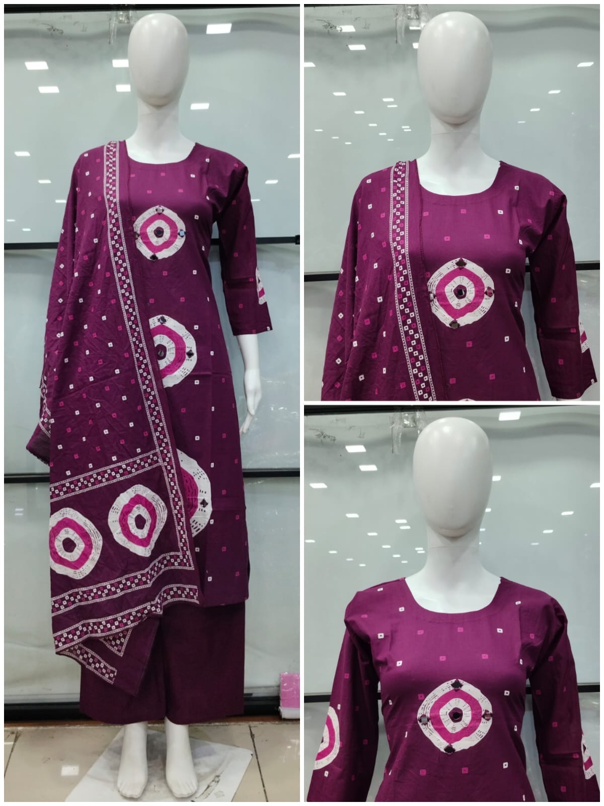 AK BANDHANI PRINT THREE PIECE SET WHOLESALER