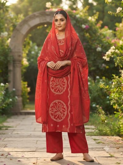 DESIGNER BANDHANI THREE PIECE COMBO WHOLESALE