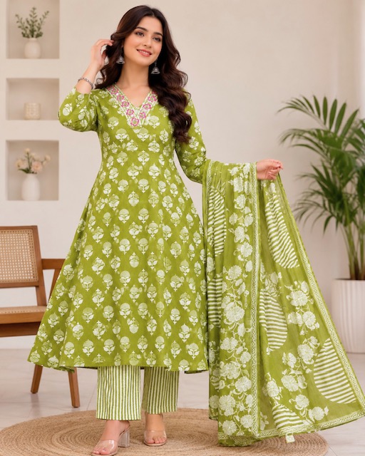 DESIGNER COTTON A LINE THREE PIECE SET IN WHOLESALE