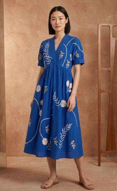 DESIGNER COTTON EMBROIDERED TUNIC SET IN WHOLESALE
