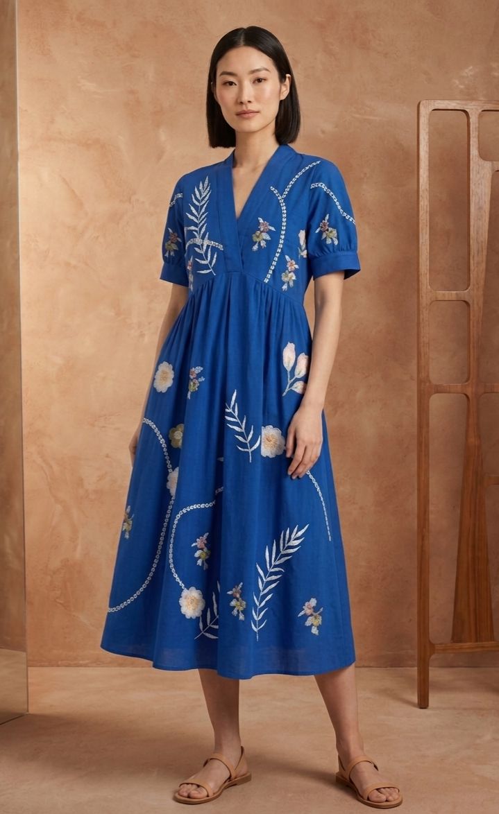 DESIGNER COTTON EMBROIDERED TUNIC SET IN WHOLESALE