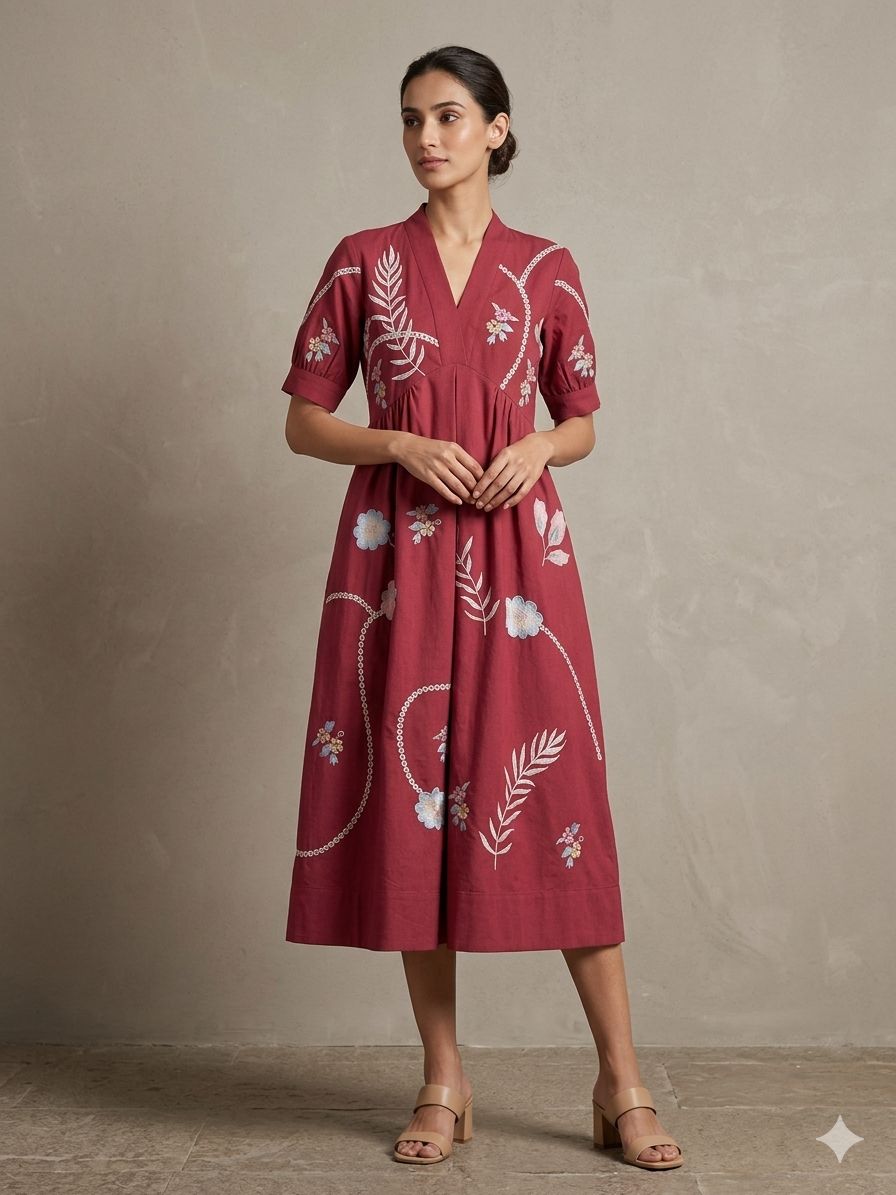 DESIGNER COTTON EMBROIDERED TUNIC SET IN WHOLESALE