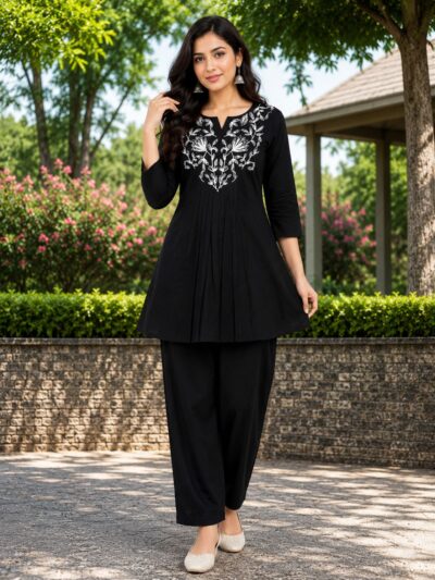 DESIGNER EMBROIDERED TOP WITH BOTTOM SET IN WHOLESALE