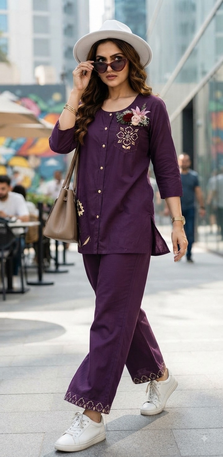 DESIGNER RAYON HANDWORK CO ORD SET IN WHOLESALE