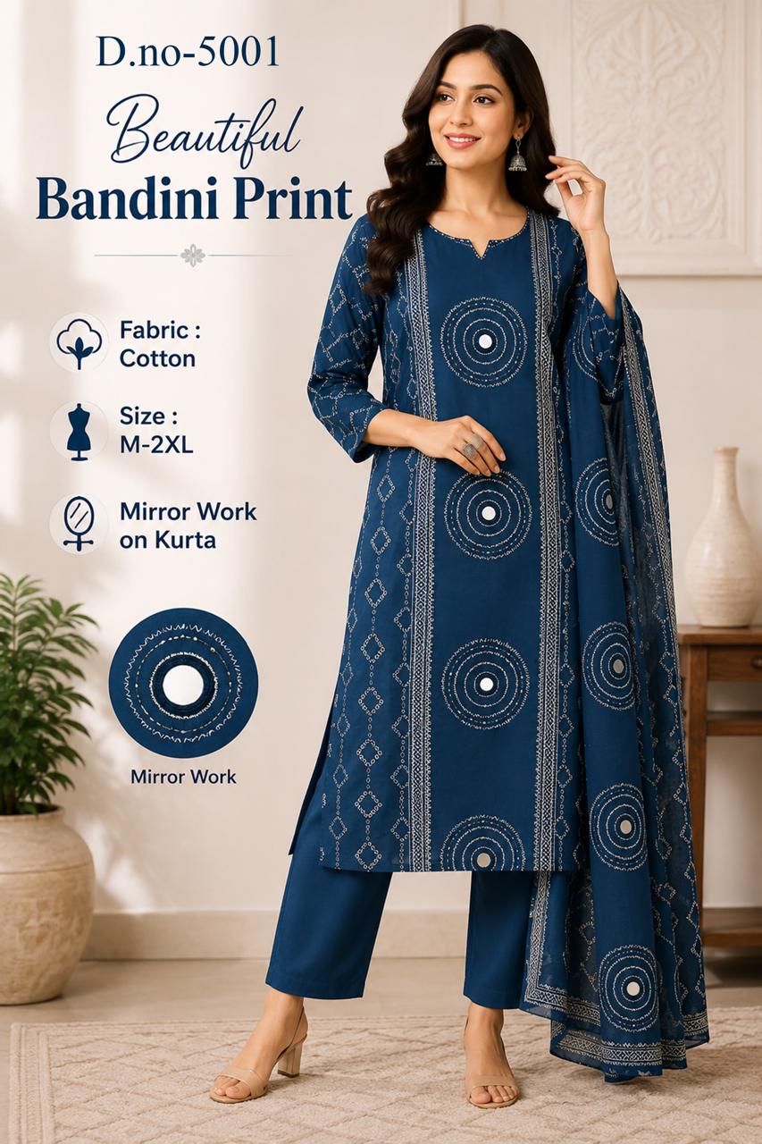 DESIGNER TRENDY BANDHANI PRINTED THREE PIECE