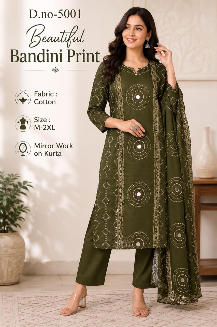 DESIGNER TRENDY BANDHANI PRINTED THREE PIECE