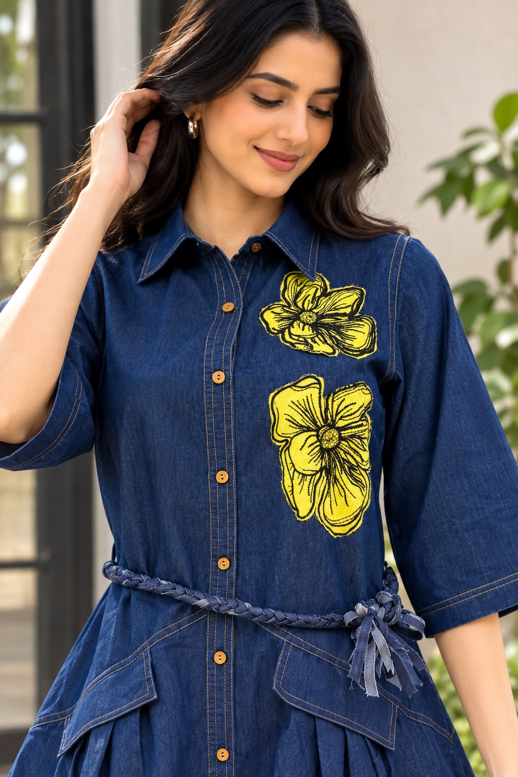 FANCY DENIM LONG TUNIC COMBO IN WHOLESALE