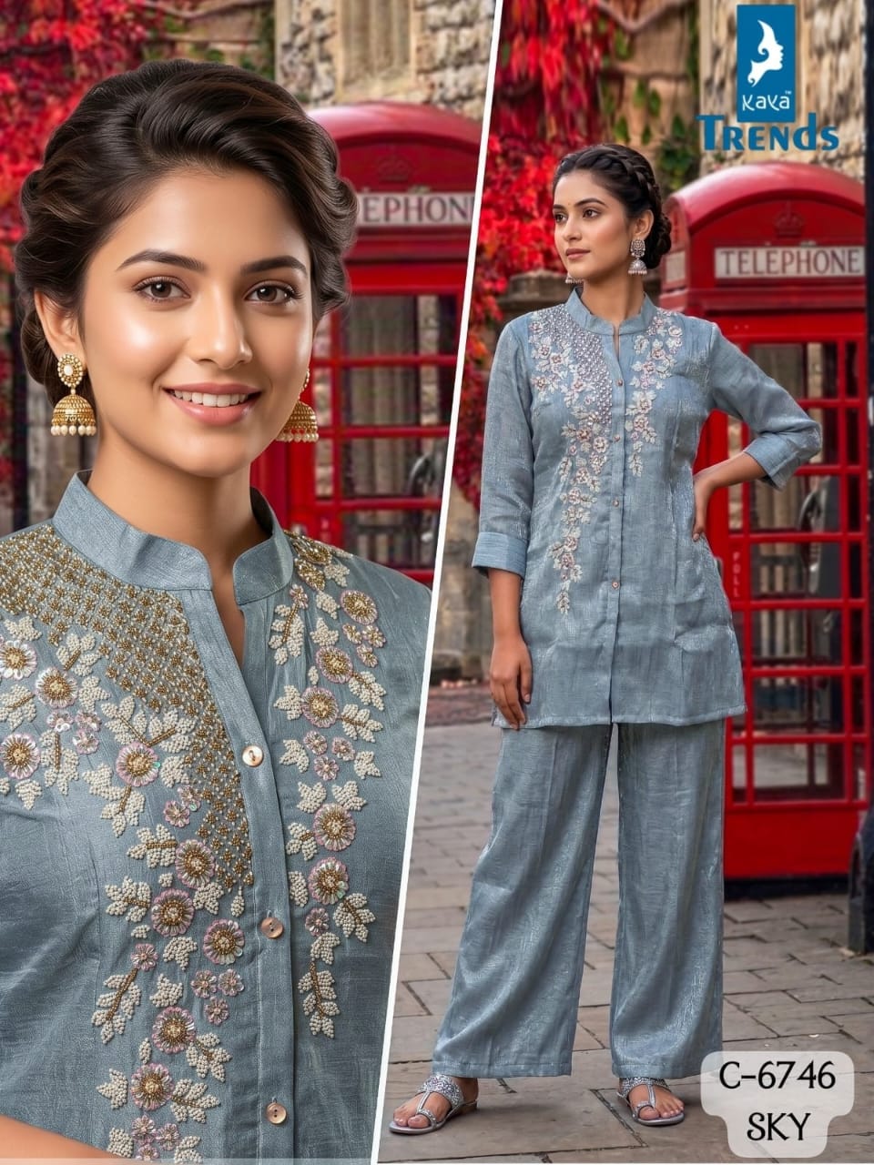 FANCY KURTI WITH PALAZZO SET COMBO IN WHOLESALE