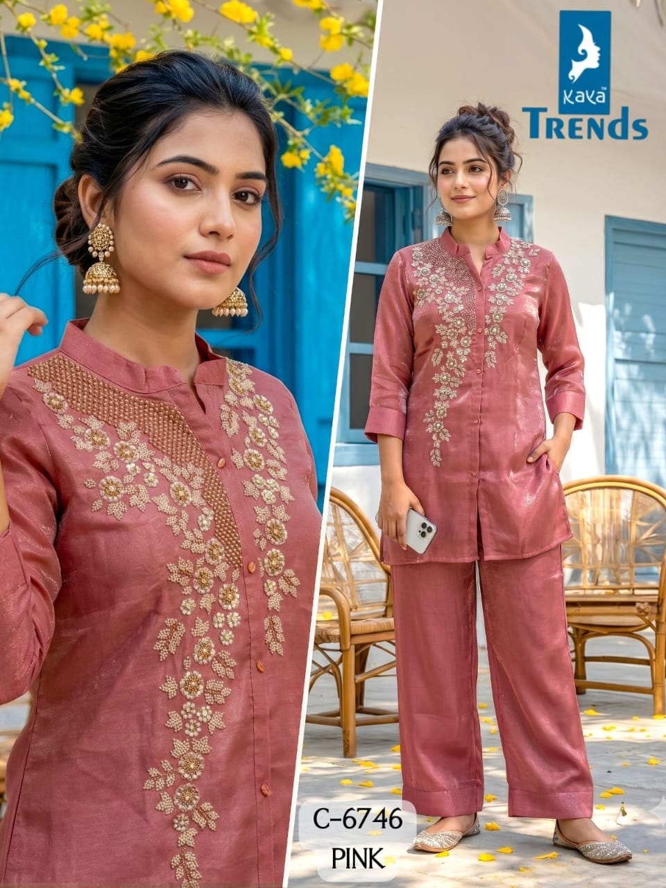 FANCY KURTI WITH PALAZZO SET COMBO IN WHOLESALE