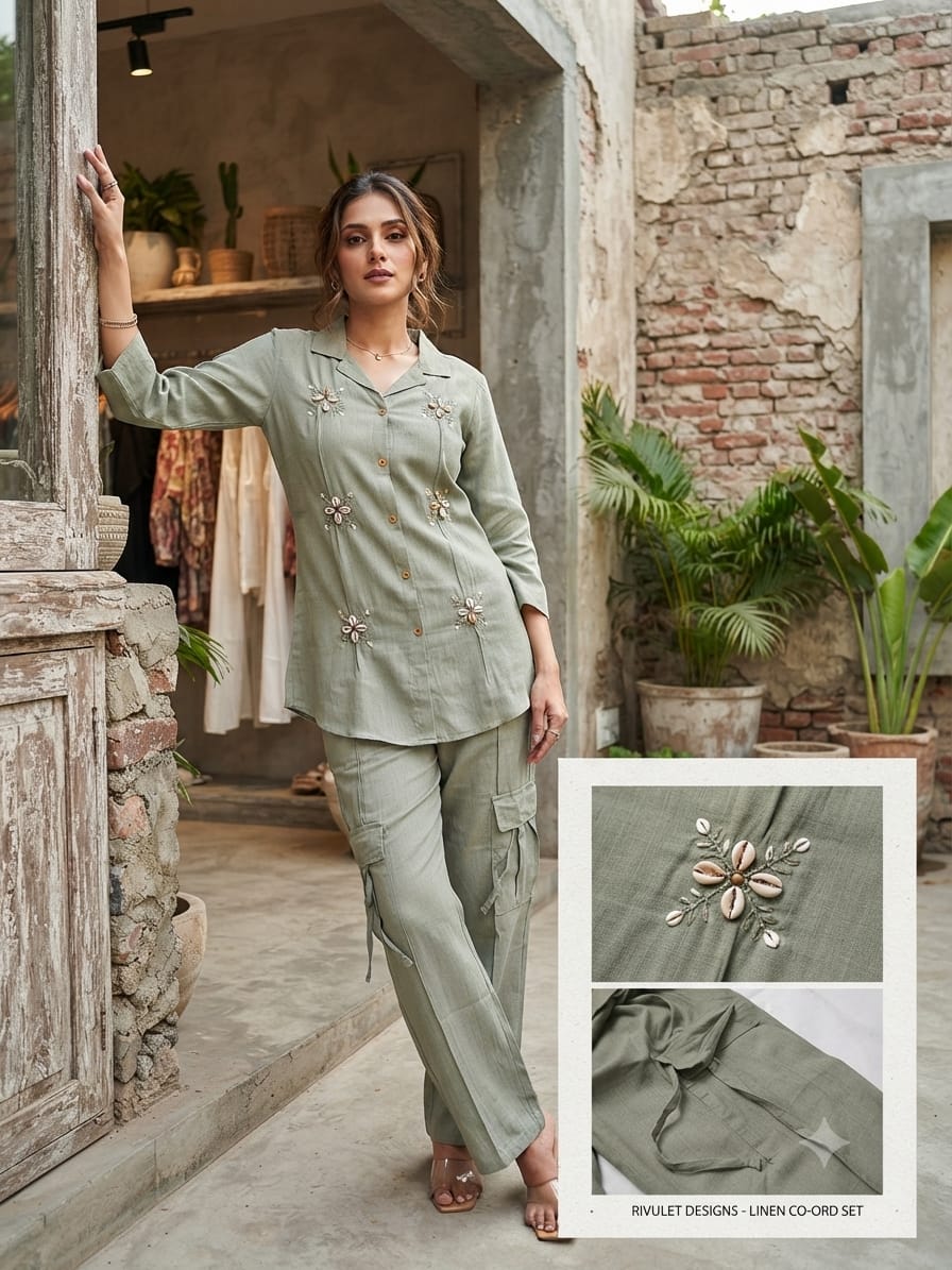FANCY PURE VISCOSE WITH HANDWORK CO ORD SET