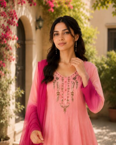 FANCY CHIFFON THREE PIECE COMBO IN WHOLESALE