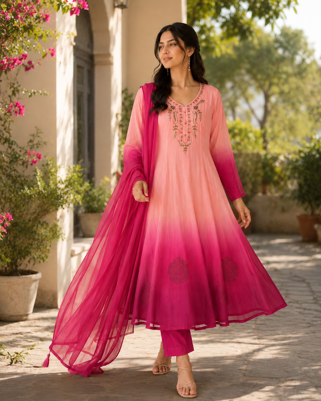 FANCY CHIFFON THREE PIECE COMBO IN WHOLESALE