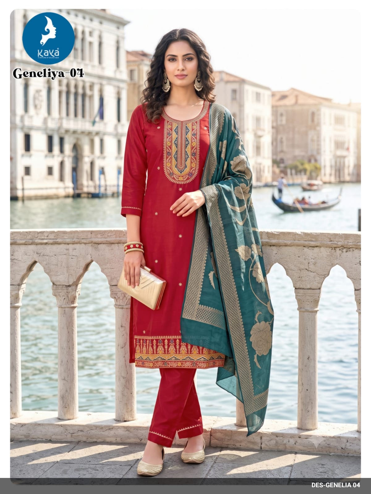 KAYA KURTI GENELIA THREE PIECE COMBO IN WHOLESALE