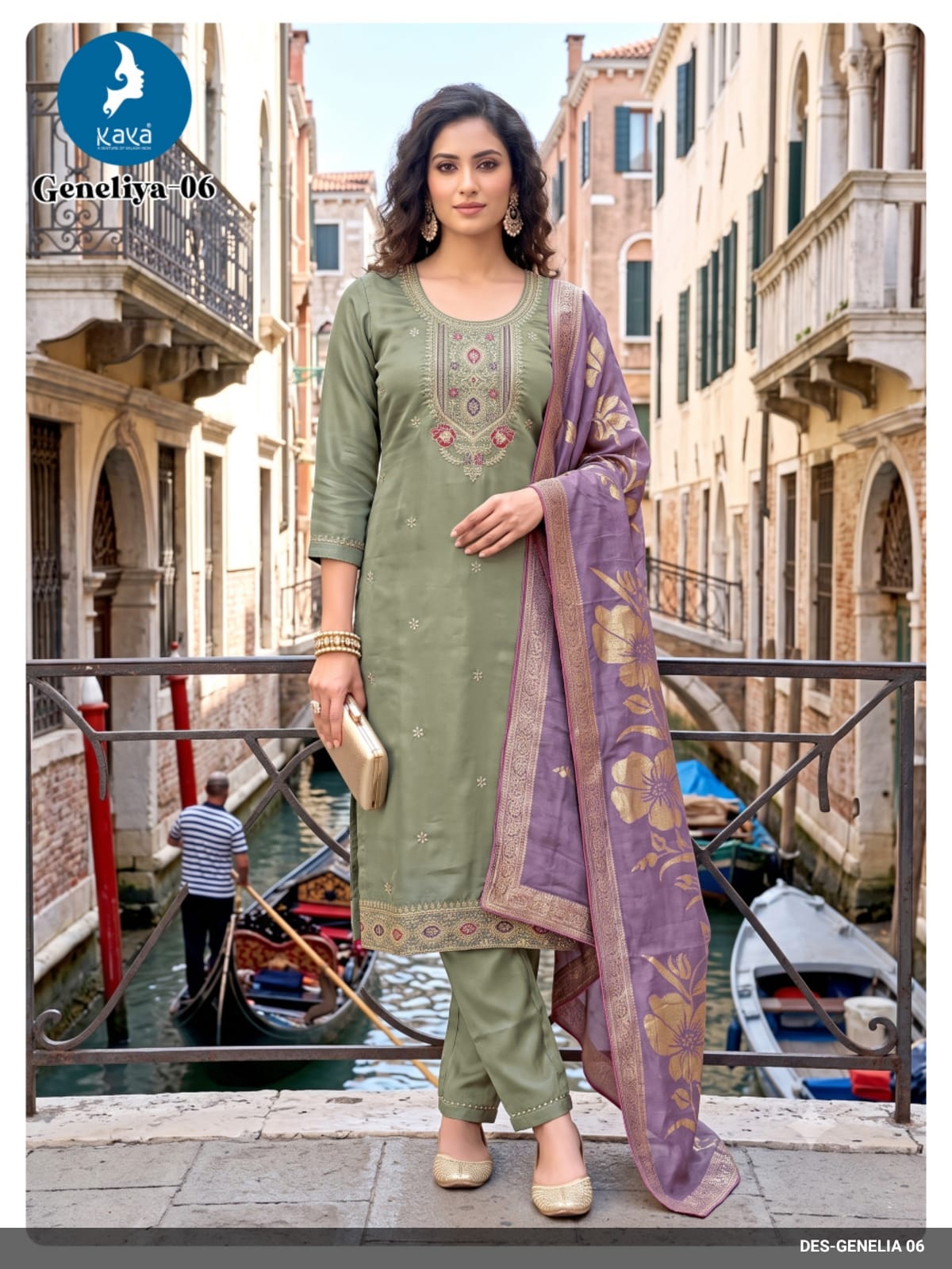 KAYA KURTI GENELIA THREE PIECE COMBO IN WHOLESALE