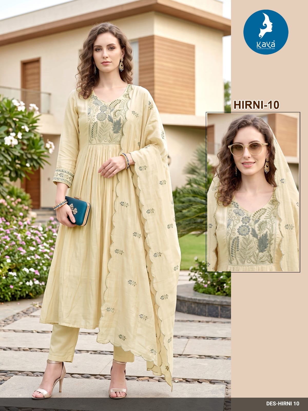 KAYA KURTI HIRNI THREE PIECE ANARKALI READYMADE