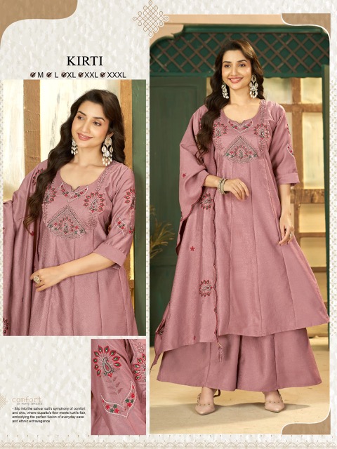 KIRTI THREE PIECE HANDWORK SET COMBO IN WHOLESALE