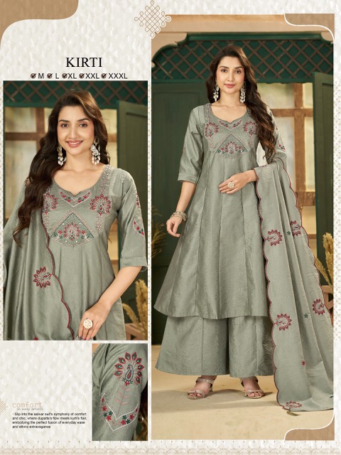 KIRTI THREE PIECE HANDWORK SET COMBO IN WHOLESALE