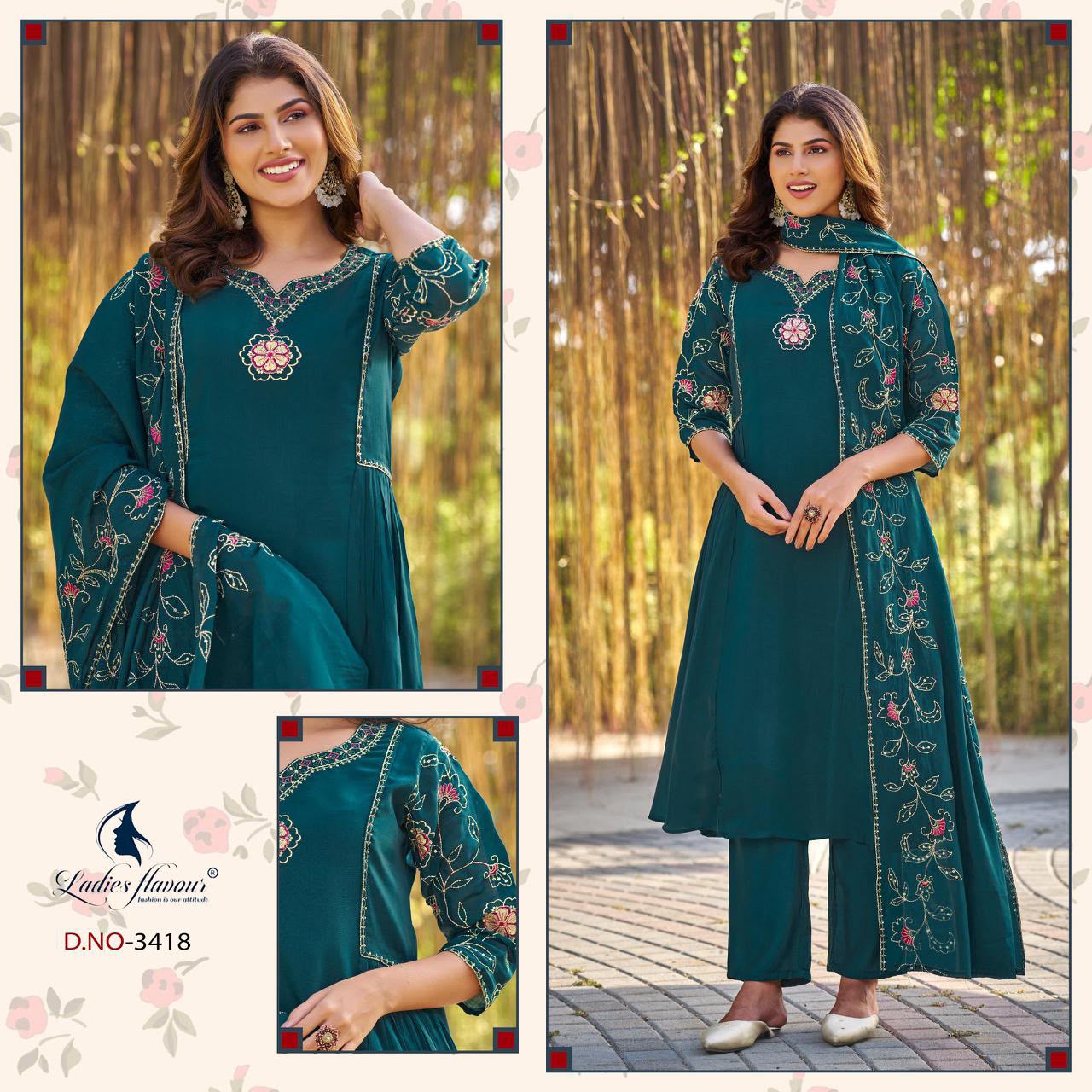 LADIES DESIGNER D NO 3417 TO 3419 THREE PIECE SET