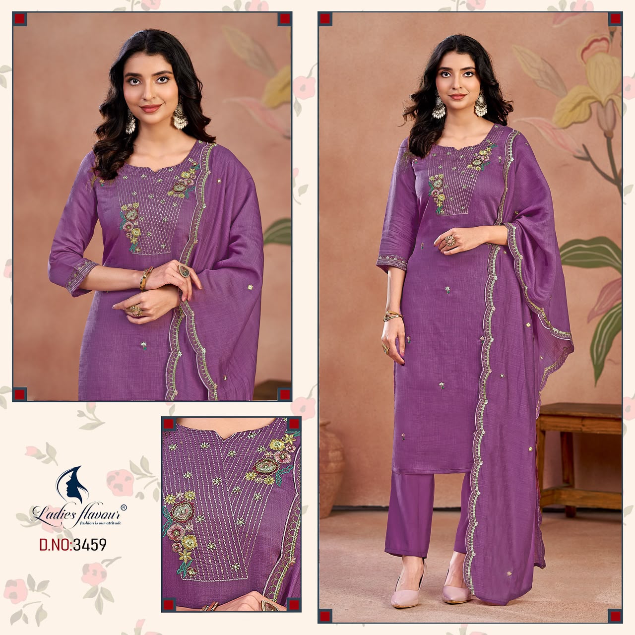 LADIES FLAVOUR D NO 3459 & 3460 FANCY THREE PIECE