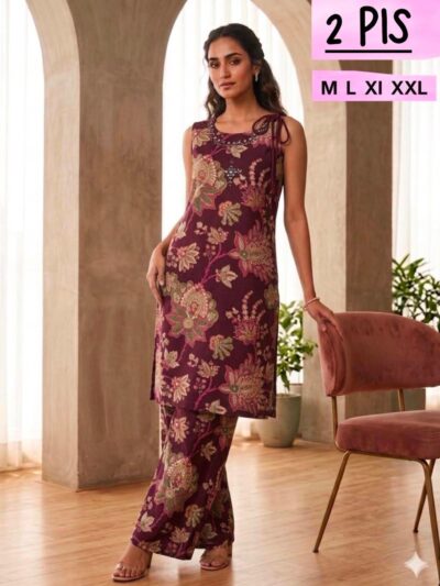 LATEST DESIGNER KURTI WITH PANT COMBO SET IN WHOLESALE