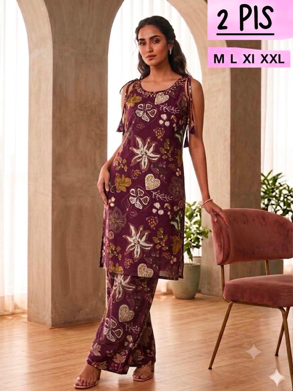 LATEST DESIGNER KURTI WITH PANT COMBO SET IN WHOLESALE