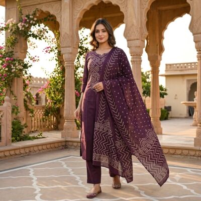 LATEST DHABU COTTON PRINTED THREE PIECE SET