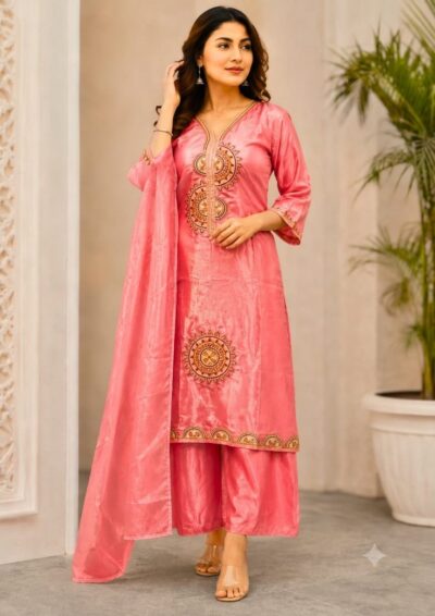 LATEST EMBROIDERED THREE PIECE SET IN WHOLESALE