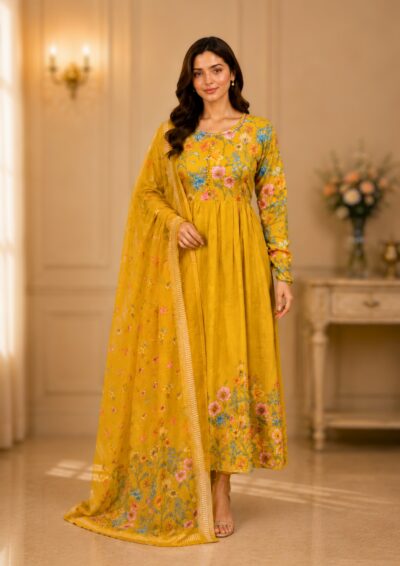 LATEST REYON HEAVY HANDWORK THREE PIECE SET