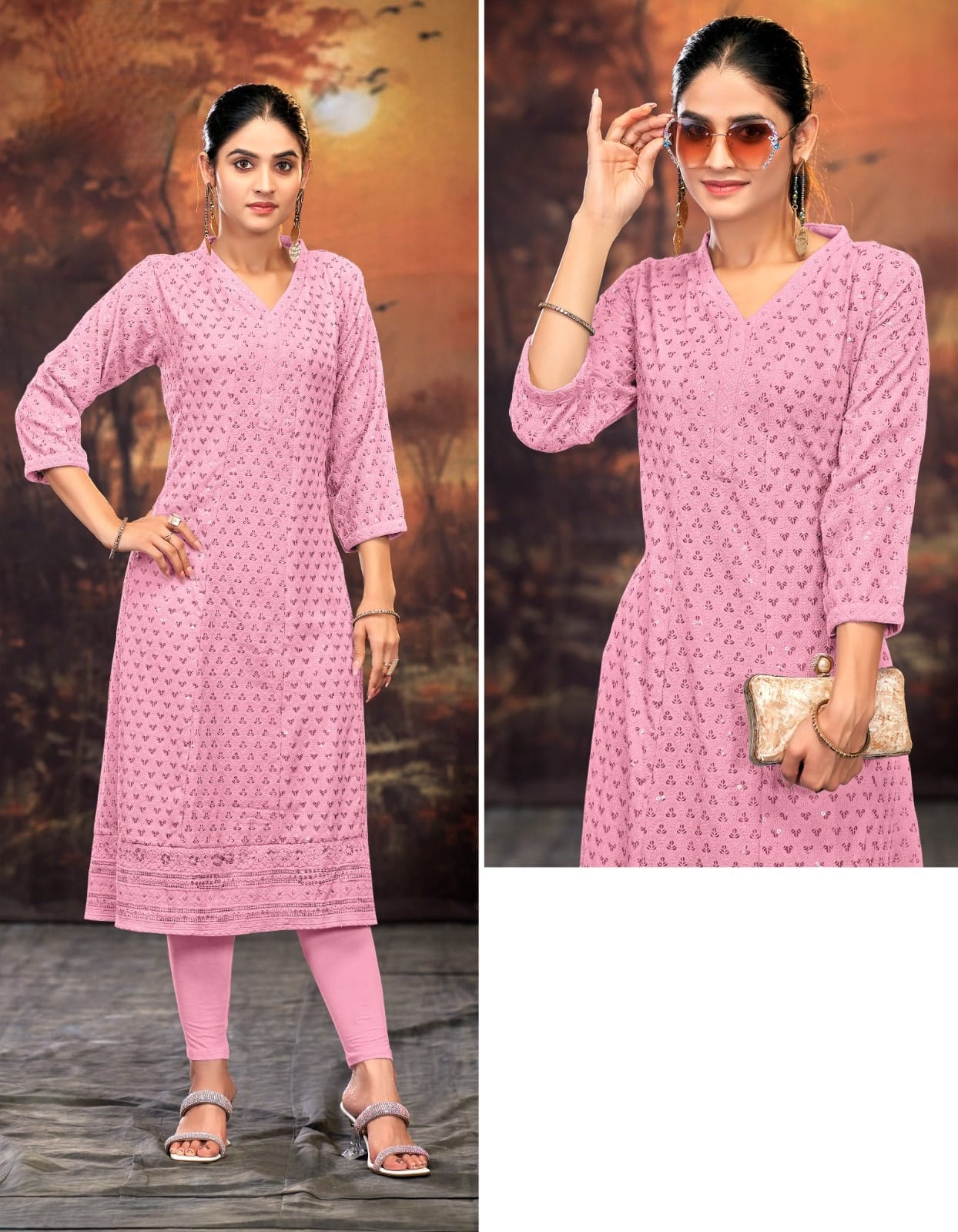 LATEST VISCOSE REYON CHIKANKARI WORK KURTI IN WHOLESALE